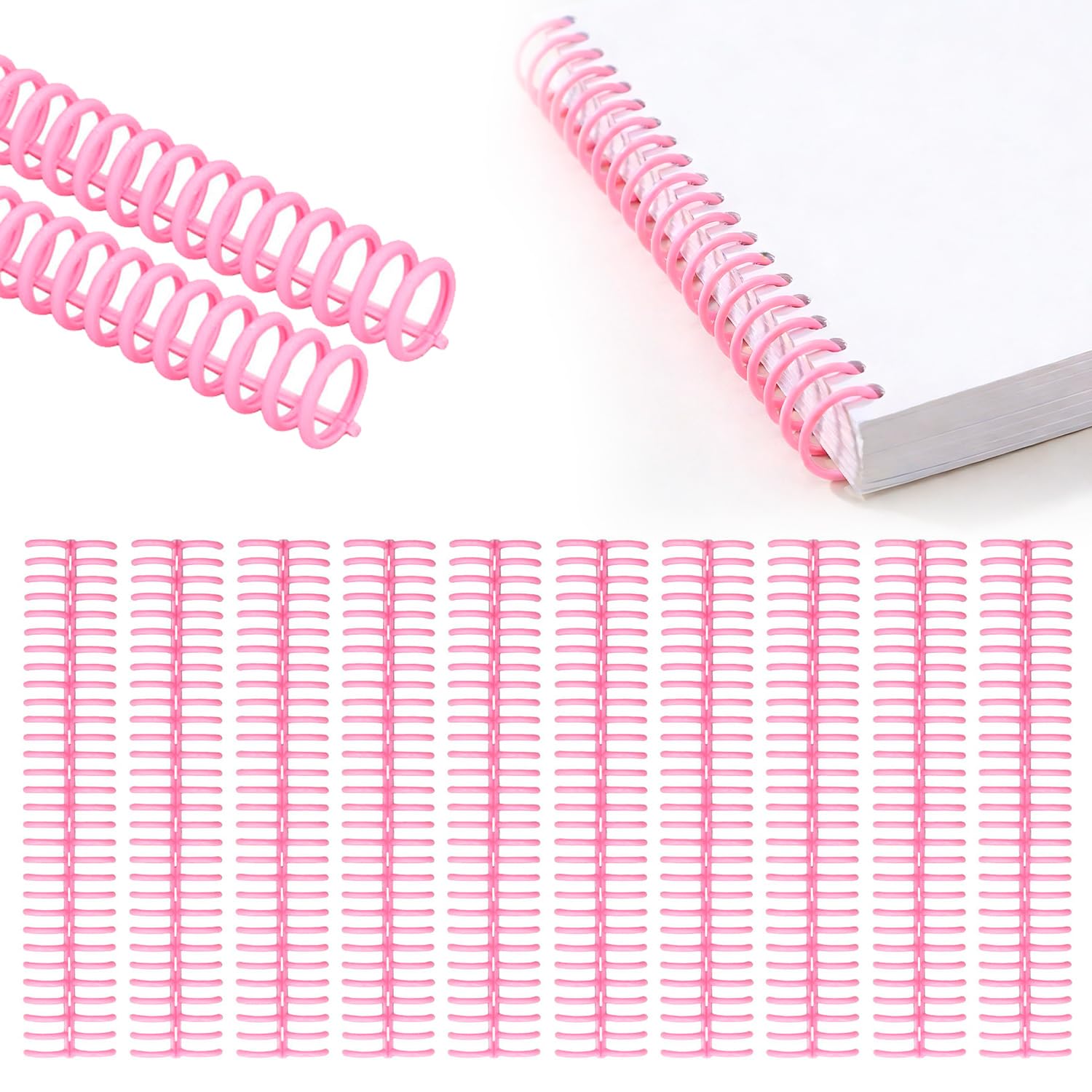 10Pcs Plastic Binding Spines, 19mm / 0.75in Diameter Binding Combs 30 Ring 150 Sheet Capacity Self Cutting Spiral Binding Coils for A4 B5 A5 Paper (Pink)