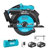 Seesii 6-1&sol;2" Cordless Circular Saw with Battery and Charger&comma;5200 RPM Electric Power Saw with Laser and Rip Guide for Precise Wood Cutting&comma;Max Cut Depth 2-1&sol;4"&lpar;90°&rpar;&comma;1-7&sol;16" &lpar;45°&rpar; for Home Renovation