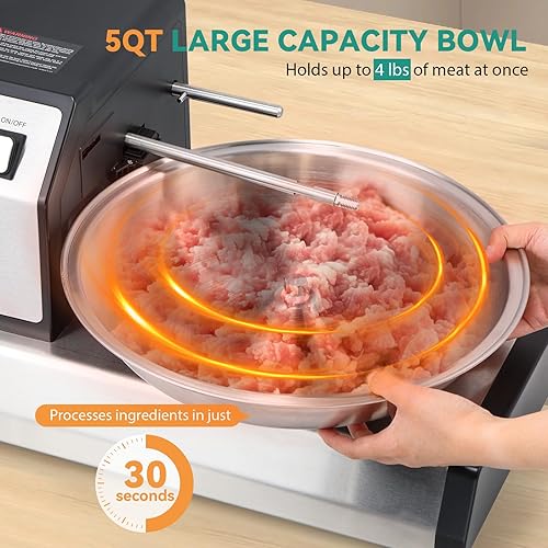 Miniatura 2 de Newhai Procesador de alimentos multifuncional, picadora comercial de verduras de 5 cuartos de galón, picadora de carne picadora, cortador eléctrico