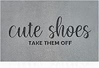 Vista 13 de Felpudo de entrada para entrada lindo cartel de zapatos Quítatelos Señal de bienvenida Felpudos para puerta delantera Felpudos divertidos
