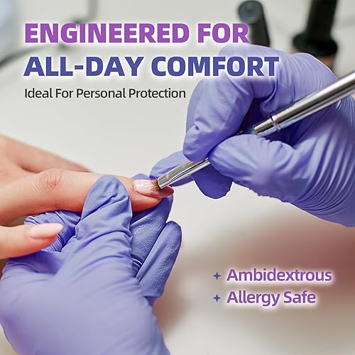Miniatura 7 de Jointown NGPF1035 - Guantes básicos de nitrilo, guantes médicos de color azul y morado, desechables, sin látex, sin polvo, para examen, limpieza de