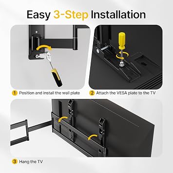 monTEK モンテック 高耐久 コーナーテレビウォールマウント 65~100インチの大型テレビ用 フルモーションテレビブラケット 長さ19.3インチの関節式アーム付き デュアルテレビウォールアーム 最大275ポンド オフィス、ジム、最大VESAに最適 800x600mm