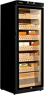 Cigar Climate Control Cabinet, Raching MON2800 Cigar Humidor Cabinet with Ammonia Removal, 320L Wood Frame Cabinet for Cigar Storing&Aging - Black