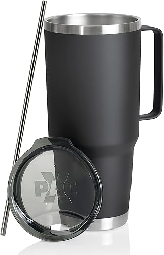 Miniatura 6 de Vaso de camuflaje de acero inoxidable de doble pared al vacío de 44 onzas con tapa, acero inoxidable con asa y popote de metal, cabe en un soporte