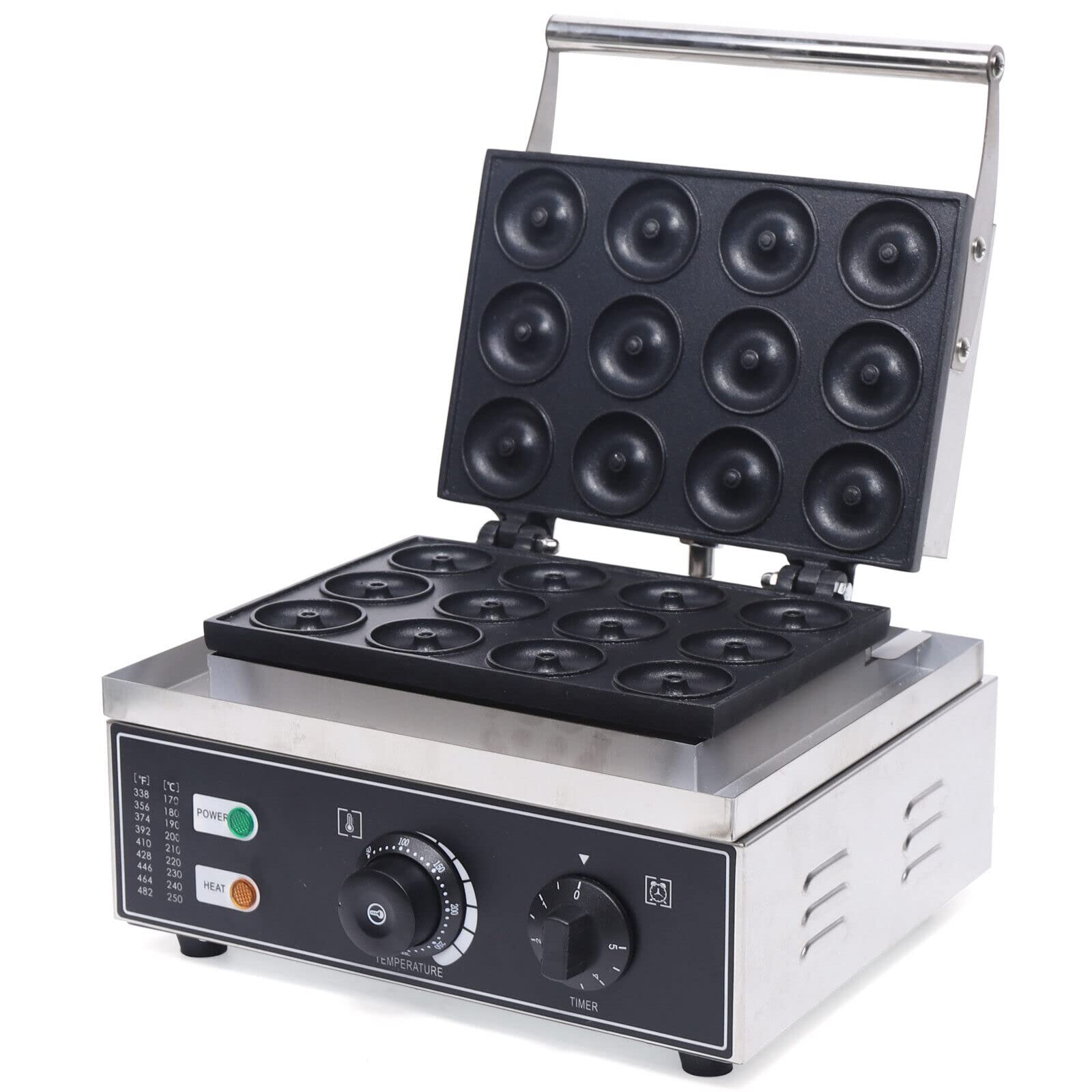 Donut Maker Machine Donut Baker - Máquina de donuts eléctrica (1500 W) - Máquina de gofres para 12 mini rosquillas