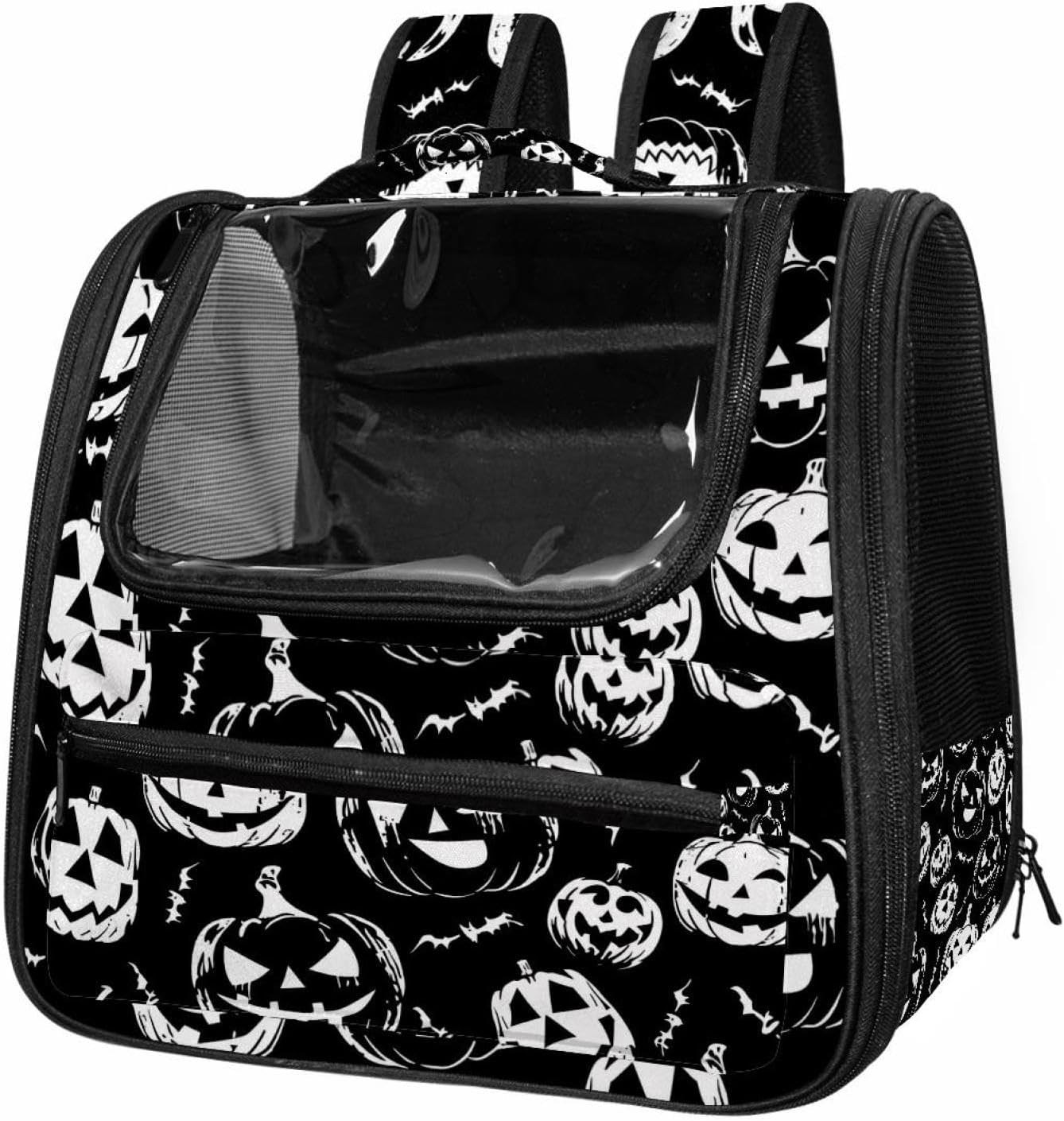 Portable Travel pet Backpack Carrier Hamster Bag Small Dog cat Carrier Breathable Hang Bag, Happy Helloween Party