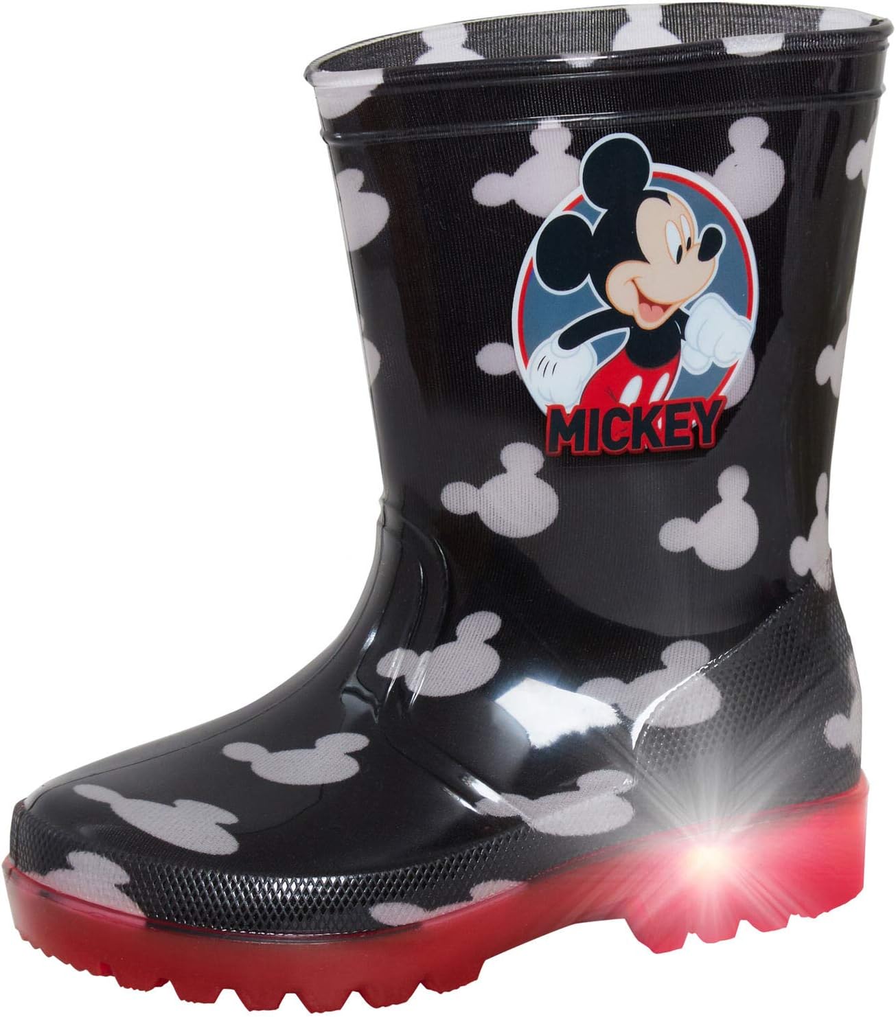 DisneyBoys Mickey Mouse Light Up Wellington Boots Black 7 UK Child