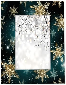 Christmas Golden Snowflakes 4x6 Picture Frame Wood Photo Frames