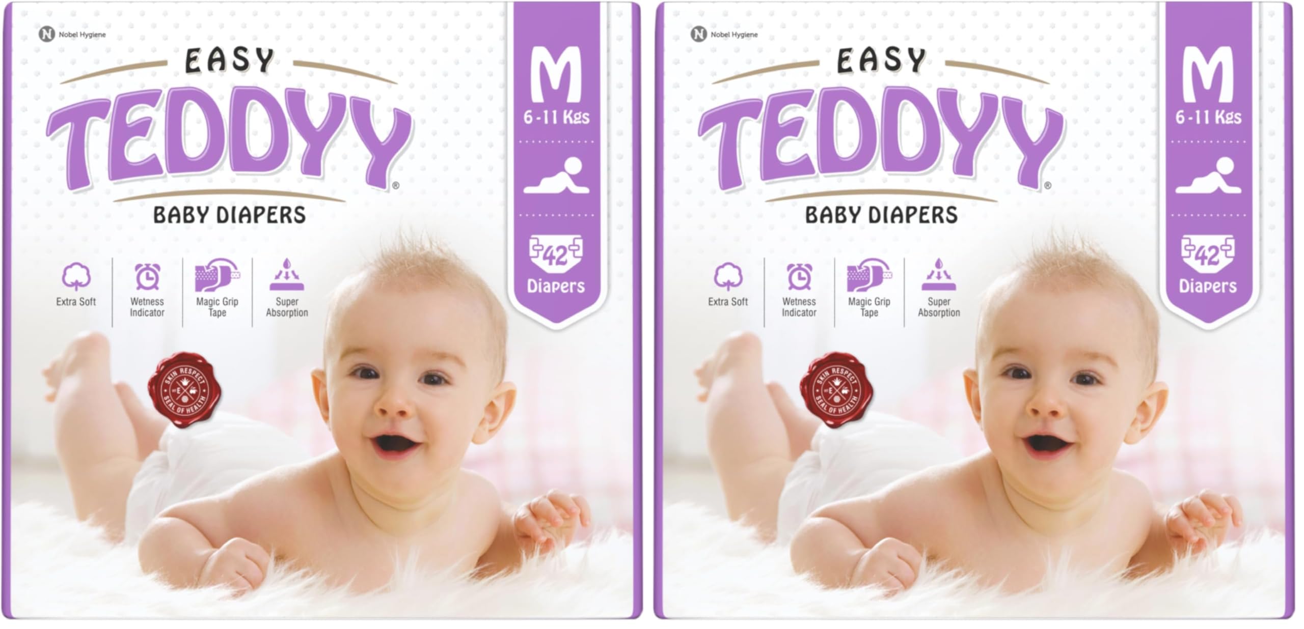 TEDDYY Easy Baby Medium Size Diaper (42 Count), 6-11 kgs, Long Lasting Absorption, Anti - Rash (Pack of 2)-image-17