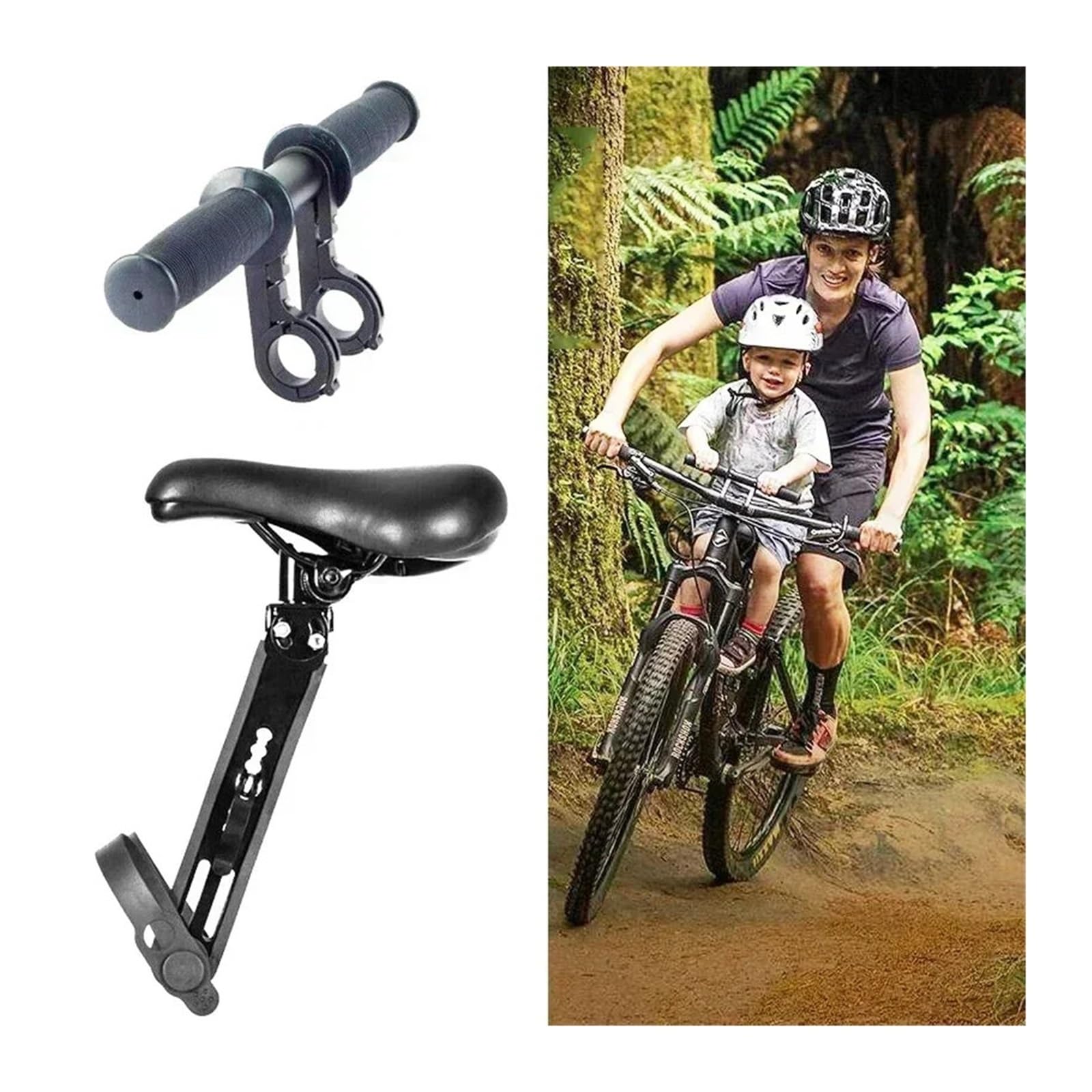 Genérico Asiento de Bicicleta for niños, Marco Frontal de Bicicleta de montaña, sillín for niños con Manillar de Seguridad, cojín for Asiento de bebé, Accesorios for Bicicleta