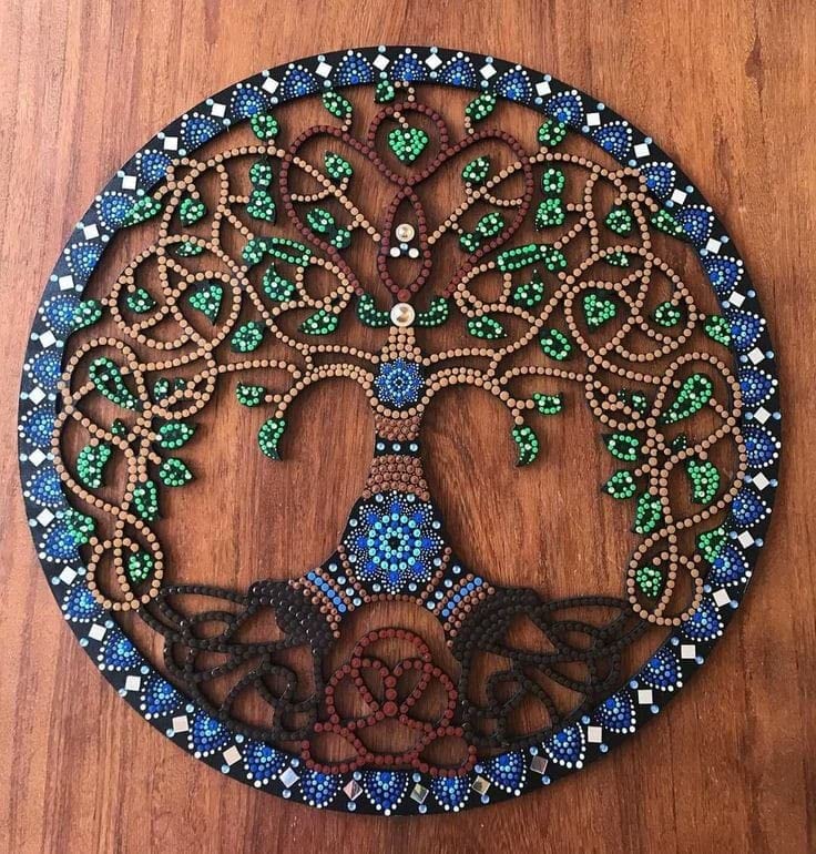 Image of ADIKALA Life of Tree in Round Shape with Cutting Design, DIY Base | Art Decor | Showpieces for Home Decor | Office | Wall Hanging Decoration Items 8. INCH Set of 12