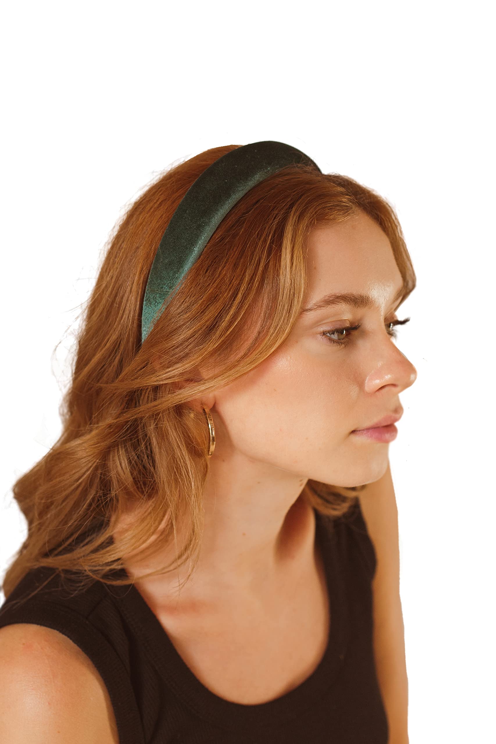 HABAC STUDIO- Headbands for Women Hair Accessories for Women Hair bands for Girls Headbands Velvet Sponge Small 3cm Wide. (GREEN) - Image 4