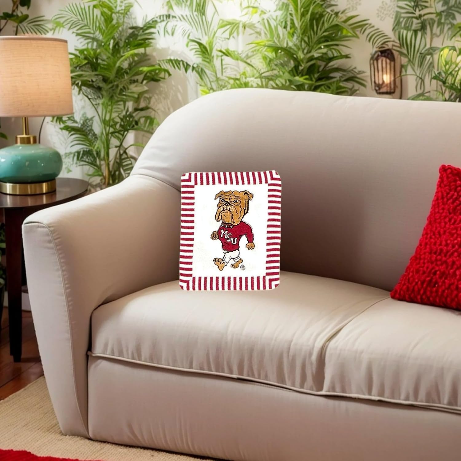 Handmade Wool Needlepoint Throw Pillow Cover 12x10 - Vintage French Country Decorative Cushion Cover for Couch, Bed, and Spring Home Deco