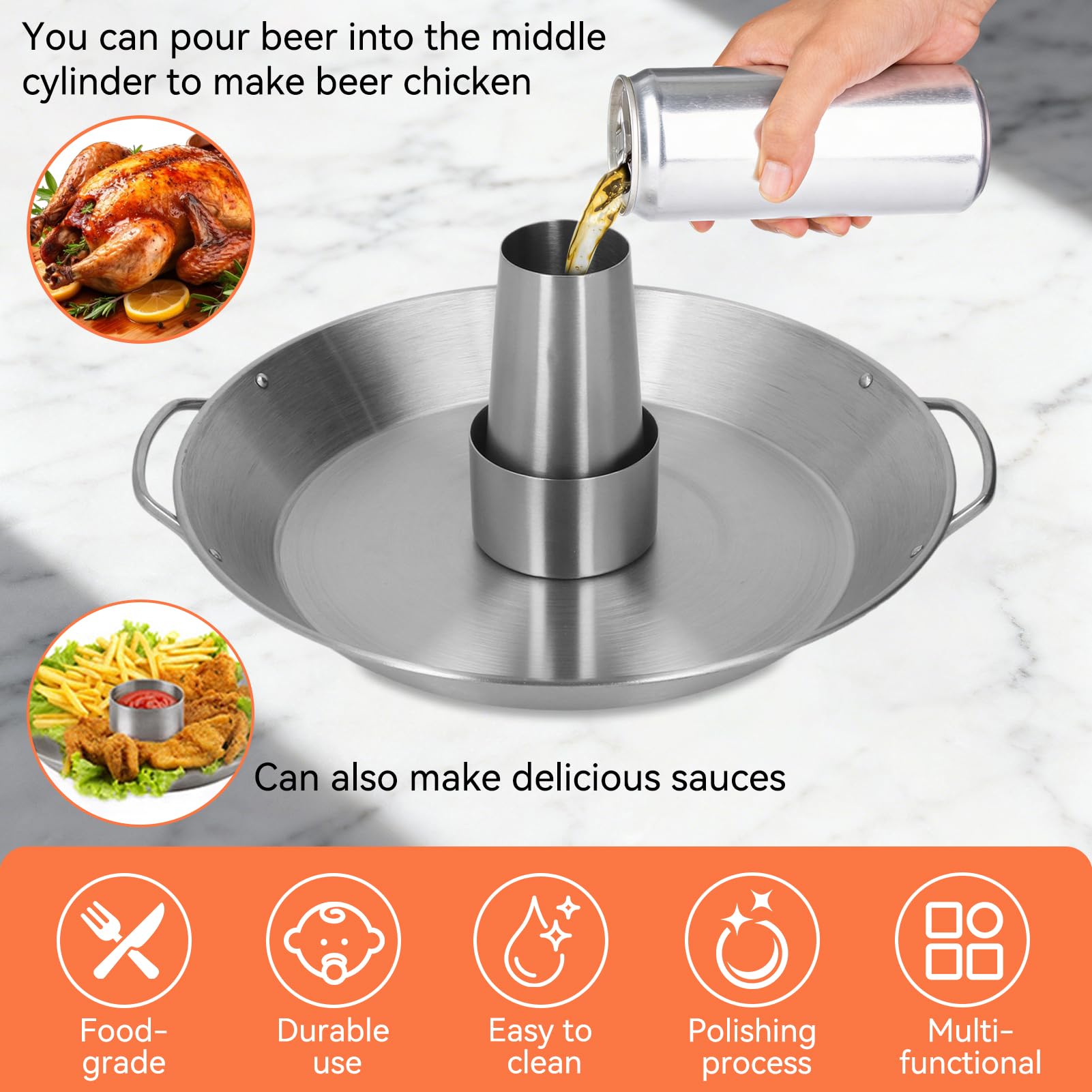 Support de Barbecue de Poulet, Support De Poulet De Canette De Bière, Rôtissoire De Poulets Droite En Acier Inoxydable De 9,4 Pouces Bbq Canette De Bière Poulets Rôtissoire Bbq