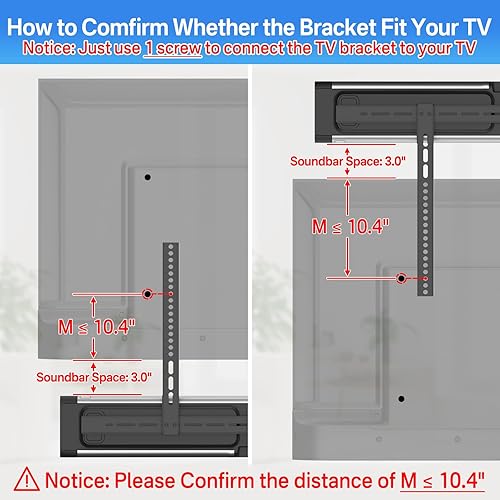 Miniatura 3 de Soporte de TV de barra de sonido ajustable en altura para Sonos Playbar soporte debajo o encima de TV con kits de hardware fácil de instalar, negro
