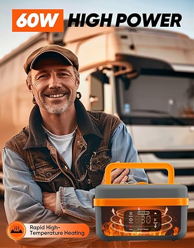 Miniatura 6 de Fiambrera eléctrica inalámbrica, calentador de alimentos autocalentable, fiambreras a batería con recipiente de 1 litro, lonchera térmica recargable