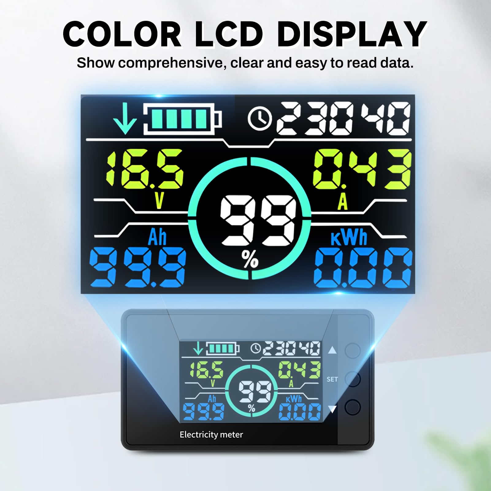 DEWIN Battery Monitor,DC 7.5-100V 100A Battery Monitor Shunt Monitor Batterie Amperometro Digitale 12V Amperometro e Voltmetro per Batteria Auto con display LCD