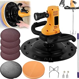 Machine à Lisser Plâtre, 2 En 1 Bétonnière 1680W Machine à Lisser Les Murs électrique Meule 6 Vitesses Ø380 Mm éclairage LED Truelle Mortier Ciment Béton Machine à Plâtrer Broyeur Mural Lisseur Béton