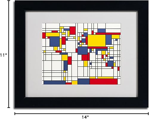 Miniatura 9 de Mondrian World Map - Obra de arte de Michael Tompsett en marco negro, 16 x 20 pulgadas