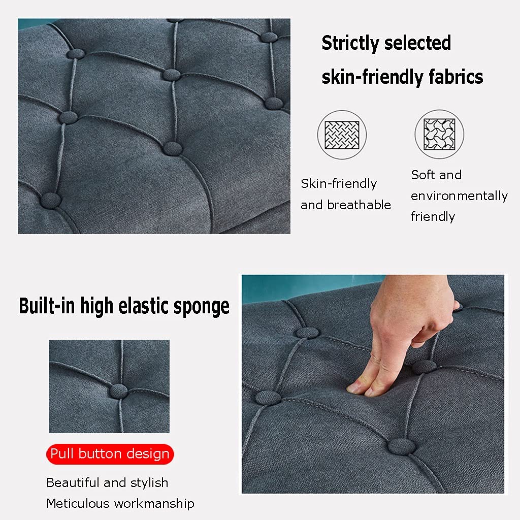 Pouf Panca in Tessuto, Sgabello da Letto, Sgabello da Comodino, Divano Moderno E Minimalista, in Stile Nordico, per Riporre Le Scarpe E Cambiare Le Cose, Bianco Crema, 60X40X45 Cm