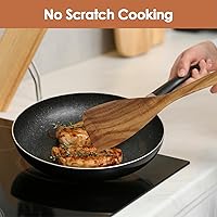 Vista 6 de comfoyar Juego de utensilios de cocina de madera, 7 cucharas de madera de teca natural para cocinar con espátula y cucharón, utensilios de cocina