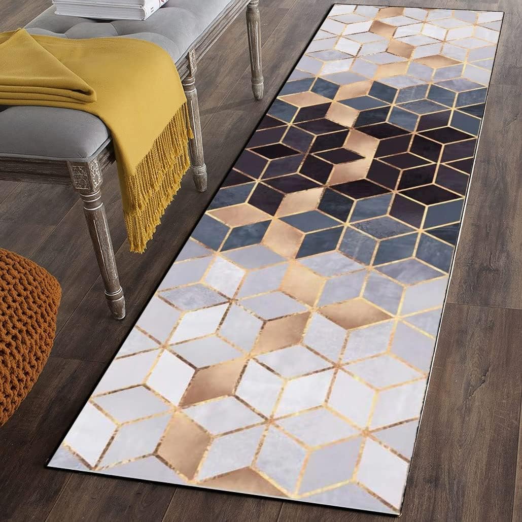 Runner Rugs for Hallway Gray 2'X3' Geometric Non-Slip Washable Kitchen Long Carpet, Indoor Corridor Short Pile Entrance Decor Mat