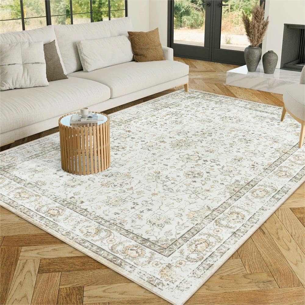 Amazon.com: BILEEHOME Boho Neutral Living Room Rug 5x7,Washable Vintage ...