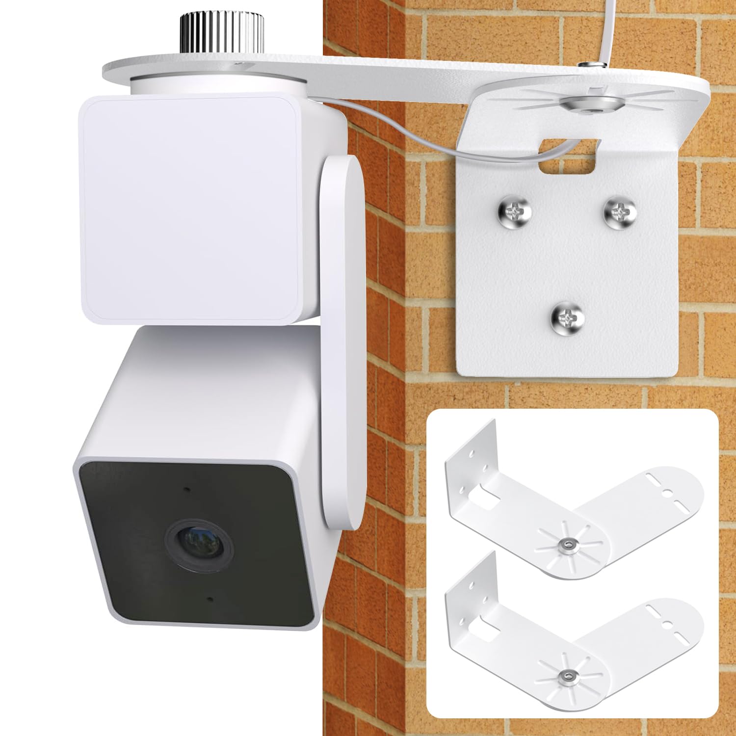 Metal Corner Wall Mount Bracket for Wyze Cam Pan V3/V2, Wyze Cam V3, Wyze Cam Outdoor, Max Cover Both Sides of The House 300 Degrees Reduce Blind Spots, Indoor Outdoor Mount for Wyze Camera