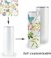 Vista 5 de Paquete de 50 vasos de sublimación rectos delgados de 20 onzas en blanco de acero inoxidable con tapa, caja individual, revestimiento de polímero