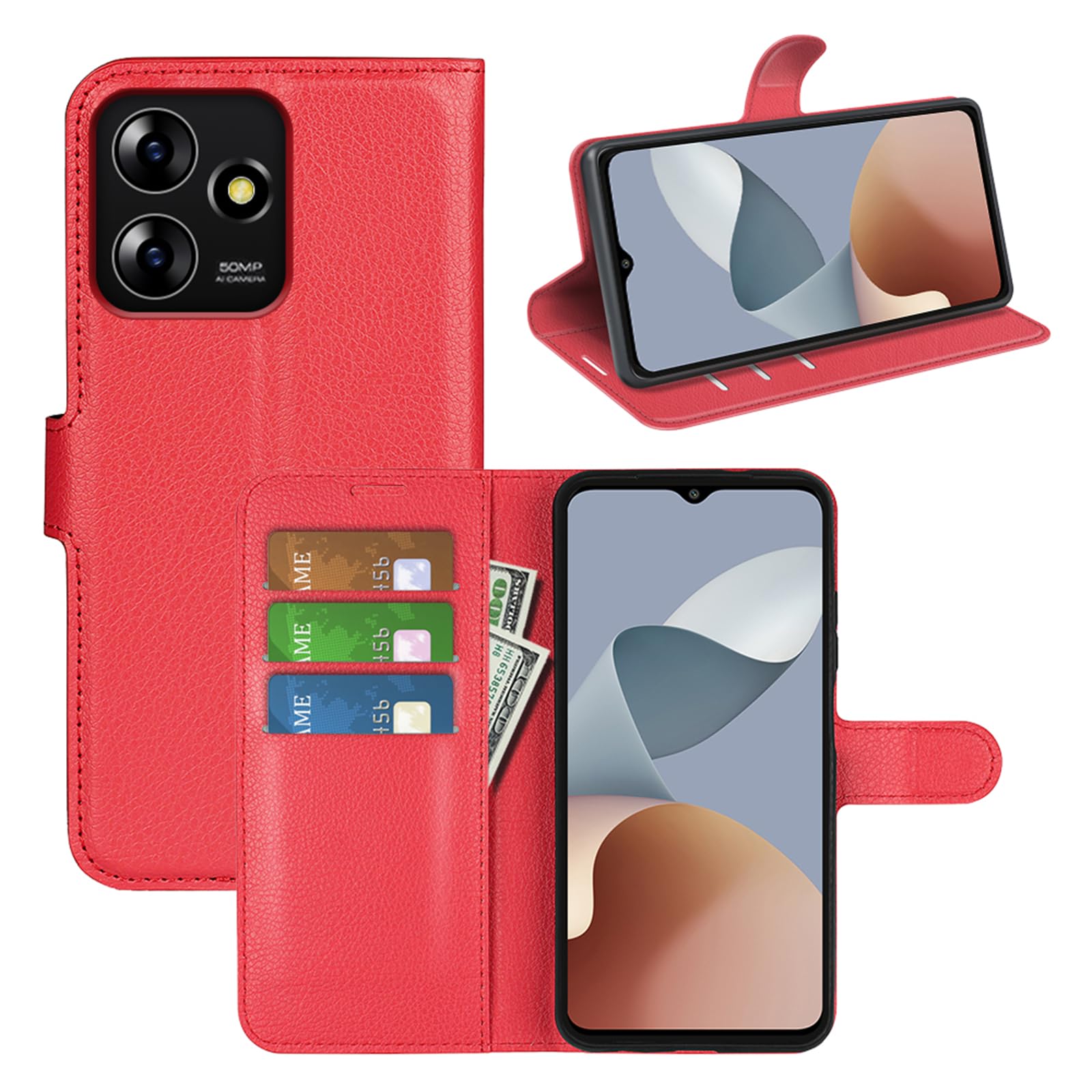 SEAHAI Cover Custodia Folio In Pelle Per ZTE Blade A73 5G