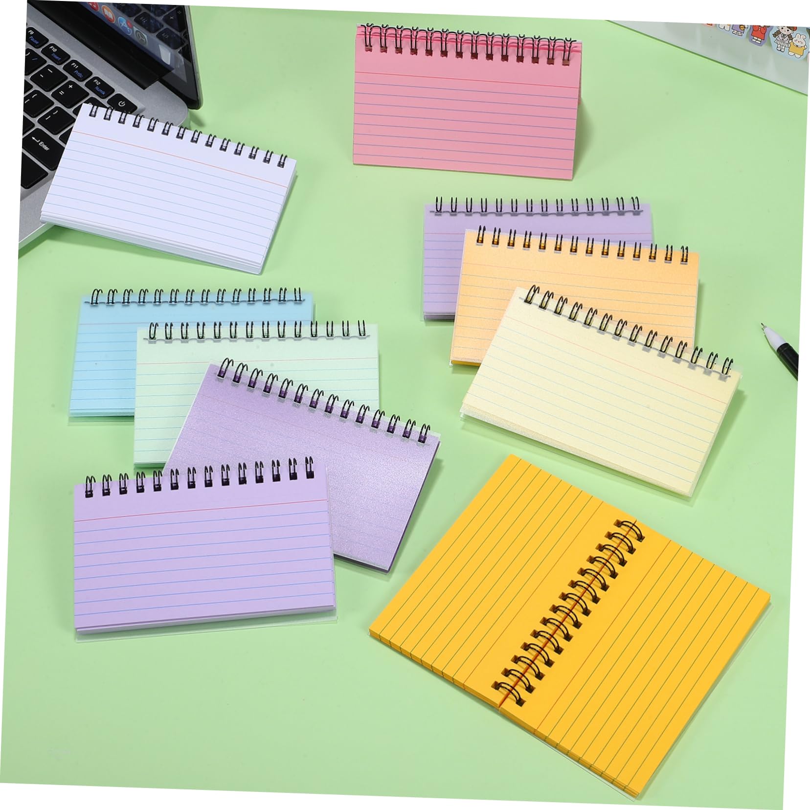 Lot de 10 Petits Cahiers Spirale Pages Lignées en Papier, Design Compact et Déchirure Facile, pour Étude en Classe et Prise de Notes Scolaire