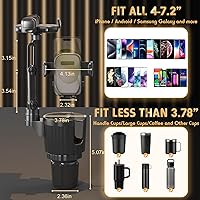 Vista 4 de Phone Holders for Your Car, 2 in 1 Universal Cup Holder Expander Adjustable Base with Phone Mount, Long Arm with 360°Rotation Cup Holder Phones