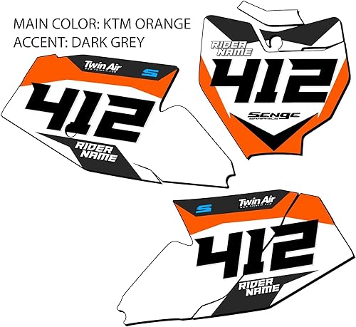 Miniatura 4 de 2019-2023 SX 65 SG63 Custom MX Number Plates Senge Graphics Kit compatible con KTM