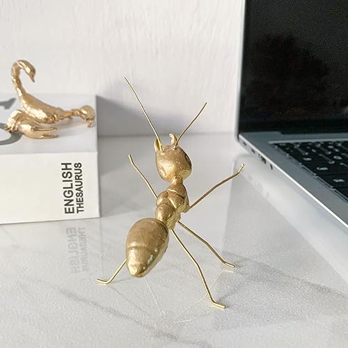 Miniatura 5 de Figura de hormigas doradas, decoración del hogar, centro de mesa de hormigas de metal sólido, mini adorno de insectos, figuras de escritorio de
