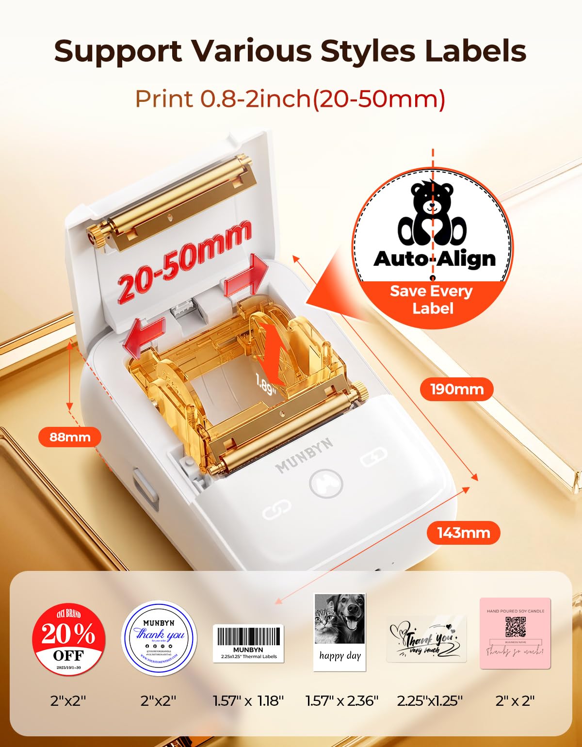 Amazon.com : MUNBYN FM226 Bluetooth Label Printer, Wireless