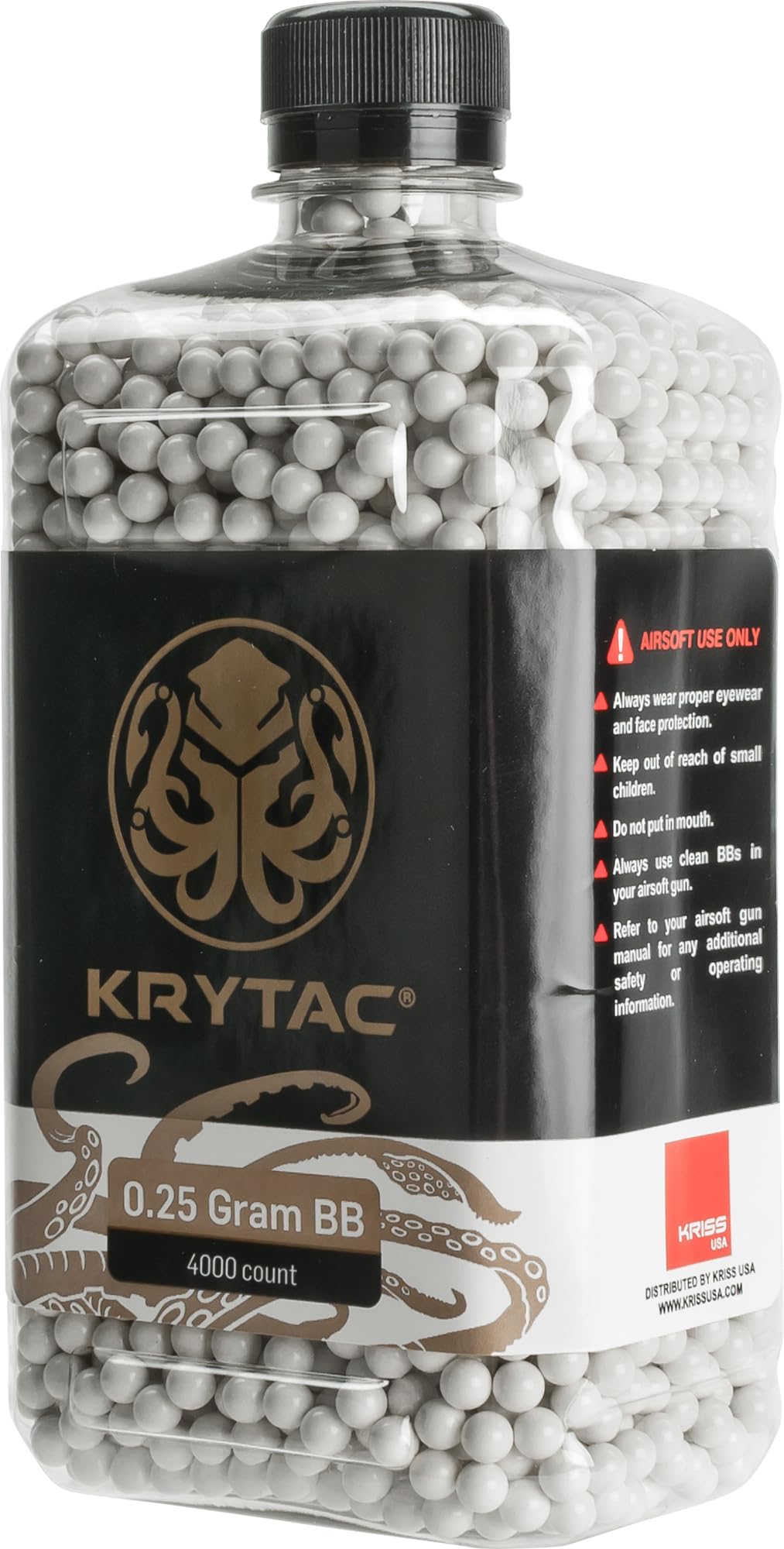 Evike Airsoft - Krytac Polished 6mm Airsoft BBS (Weight: 0.25g / 4000 / White)