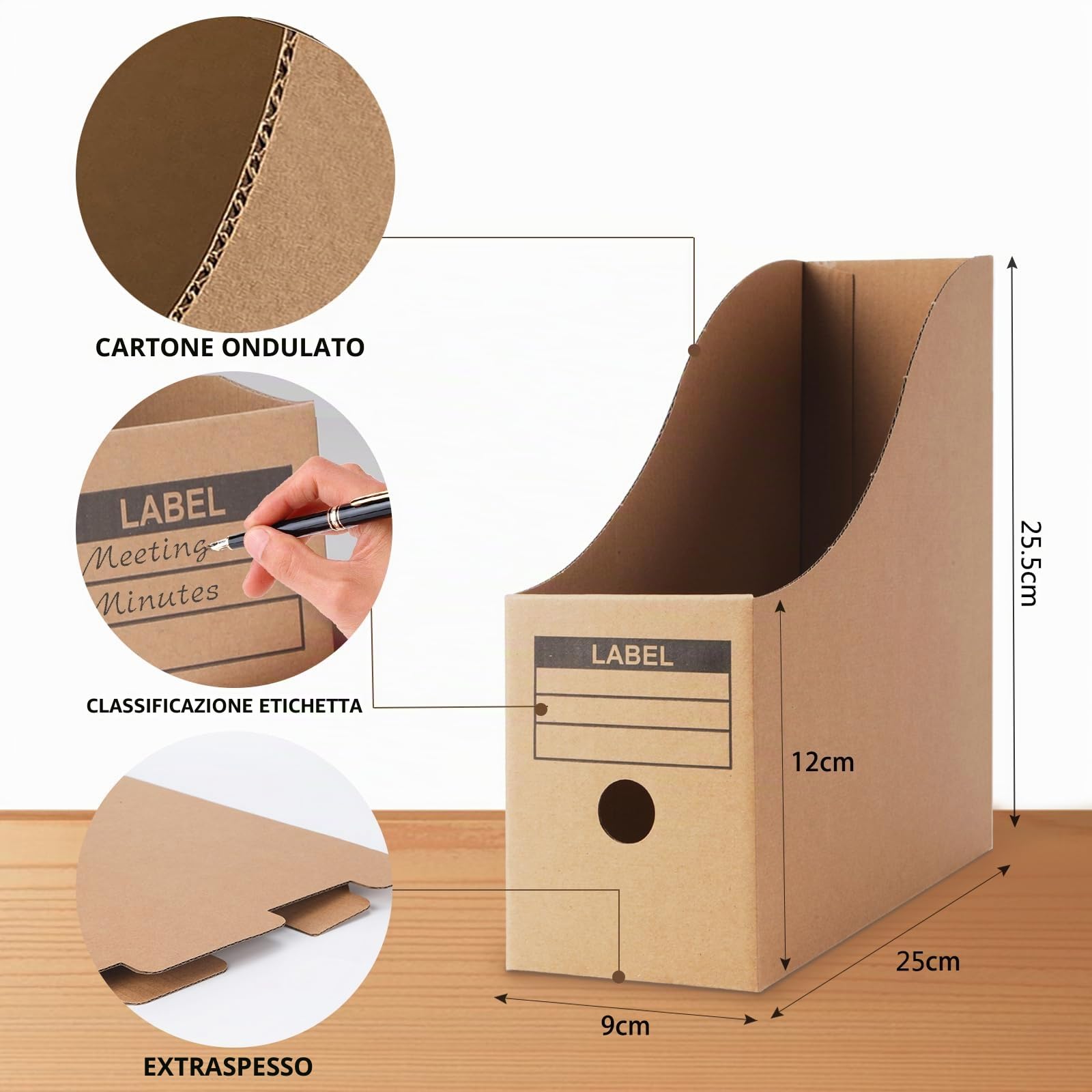 10 Pezzi Portariviste Cartone A4, Porta Documenti Con Etichette, Organizer Scrivania Ufficio per Ancelleria, Archivi (10)