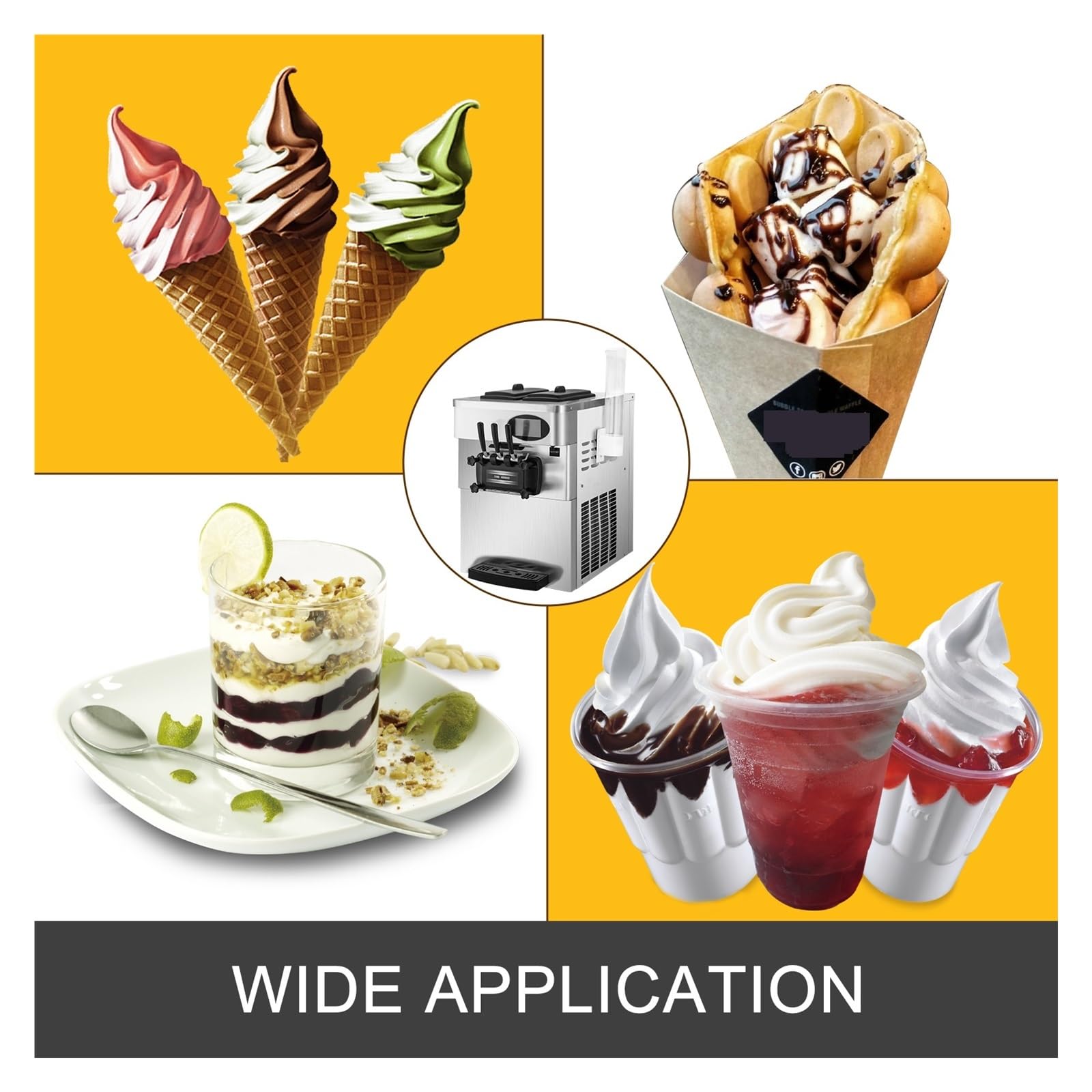 20-28L/H sorbetière molle comptoir Commercial tricolore 2 + 1 saveurs cônes sucrés équipement de congélation distributeur automatique Durabilité, Efficacité
