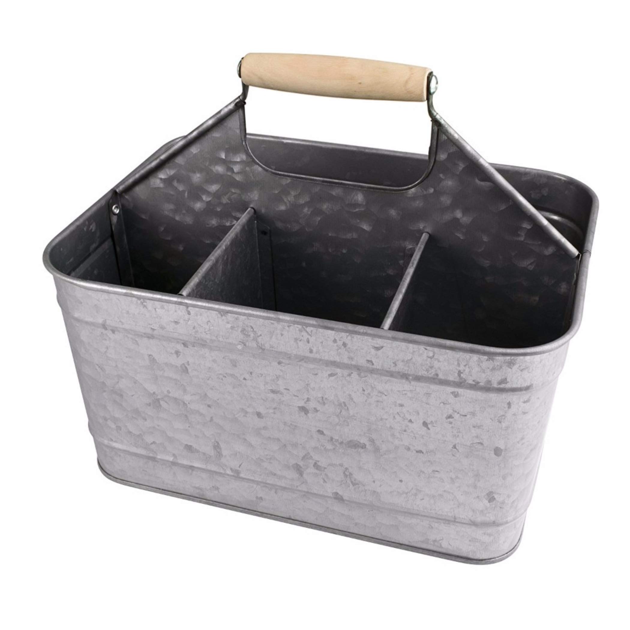 Benjara Galvanized Metal Sturdy Carry All Serveware, Gray