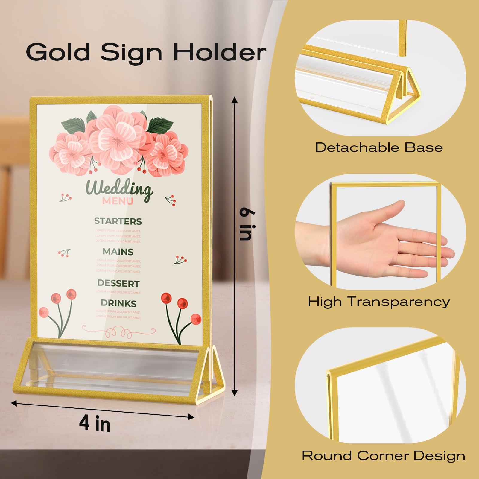 Amazon.com : MaxGear 5x7 Gold Acrylic Sign Holder 12 Pack, Gold