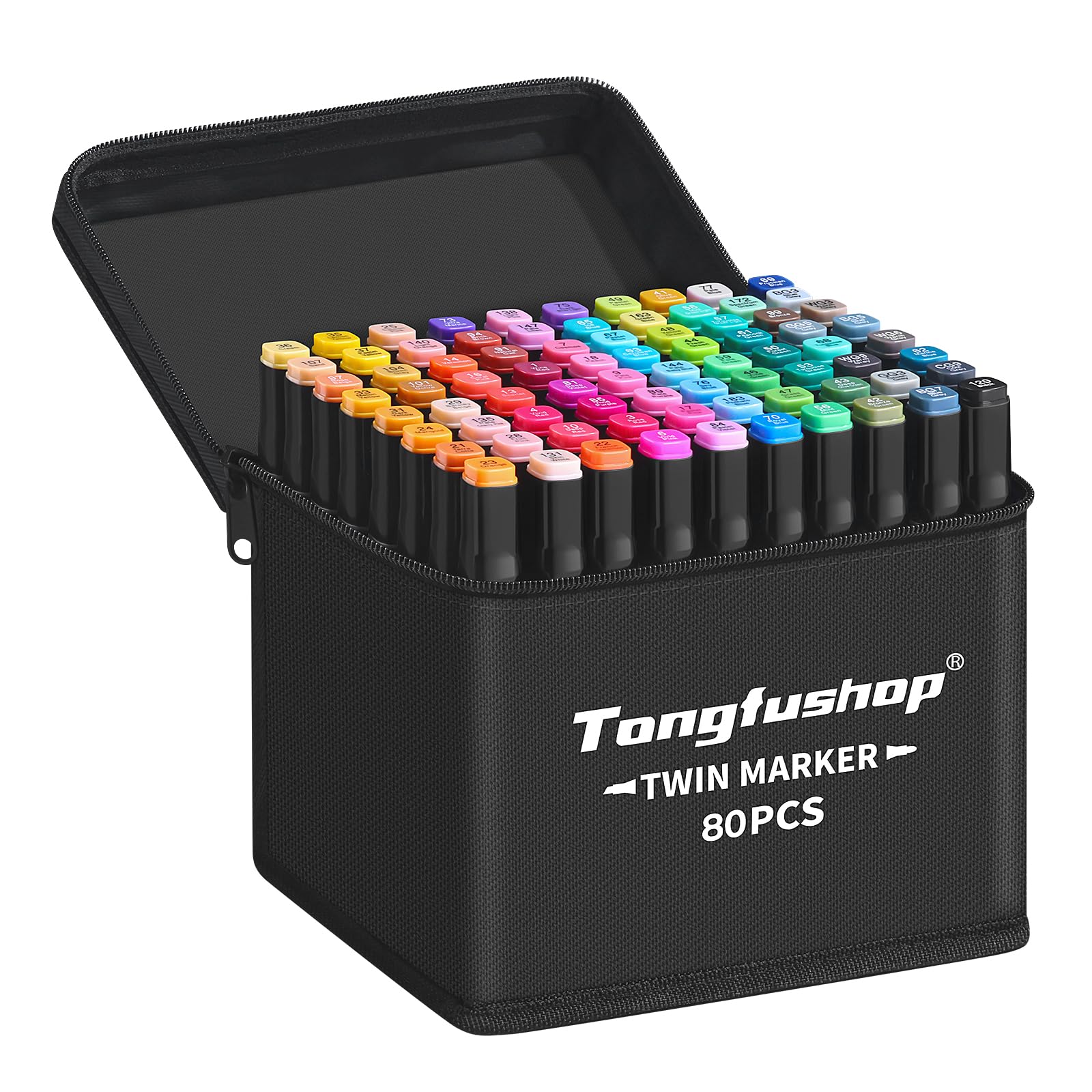 Tongfushop 80 Farben Alkohol Marker Set, Chisel & Feinspitze Alcohol Marker Stifte, 2s Schnelltrocknend Permanent Filzstifte für Künstler, Designer & Erwachsene Zeichnen, Design, Manga, Rendering