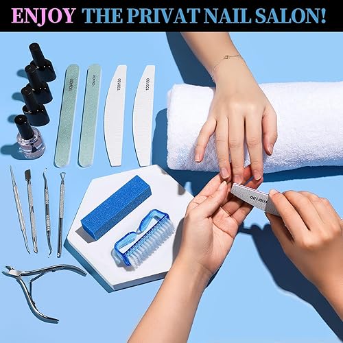 Miniatura 6 de FANDAMEI Juego de manicura para uñas, limas de uñas 100180, bloque de pulidor de uñas, pinzas para cutículas, empujador de cutículas, pelador de