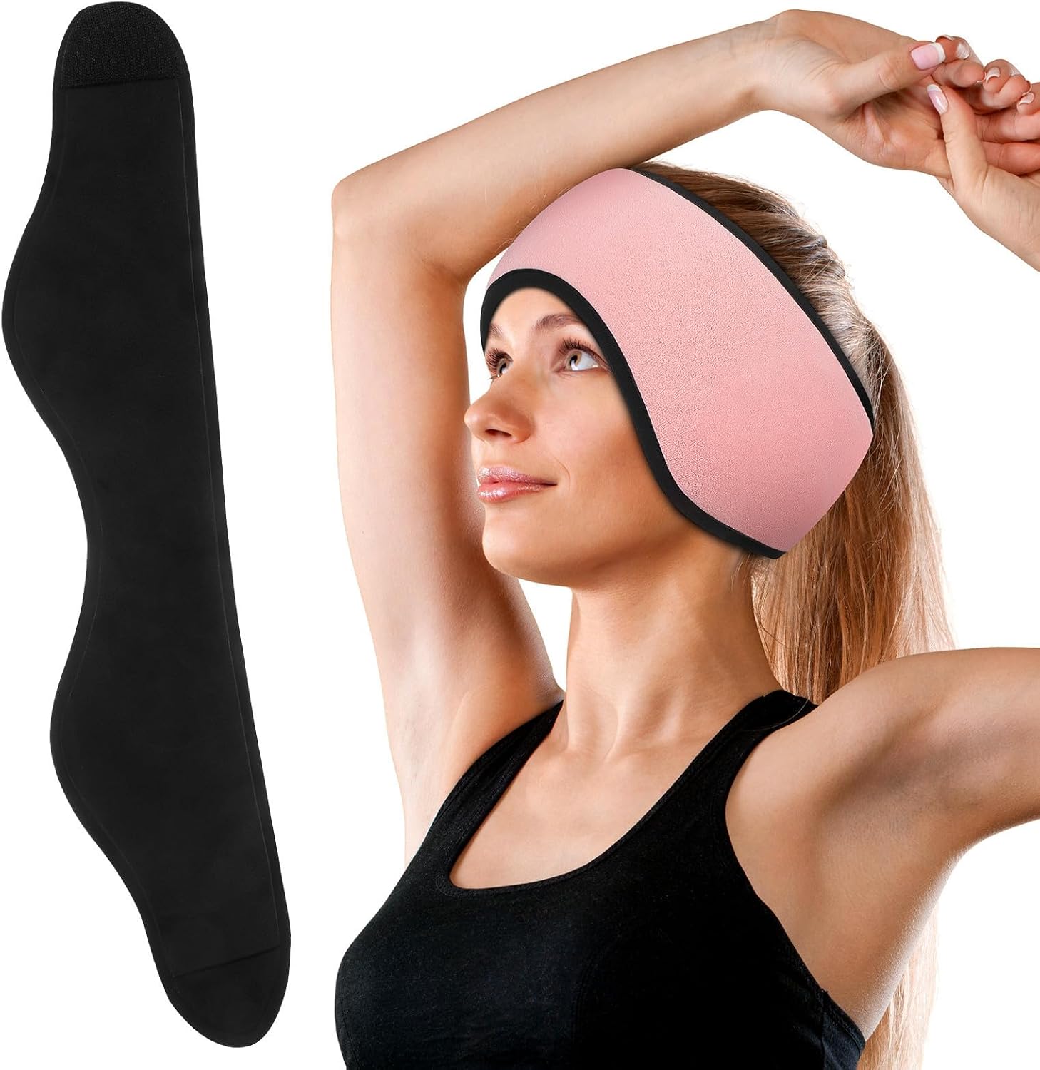 Angoily Winter Ear Warmer Headband for Women and Men, 2pcs Winter Ear Warmers Muffs Headband, Noise Reduction Earmuffs Windproof Cotton Muffs Covers for Outdoor Sports Cold Weather Protection