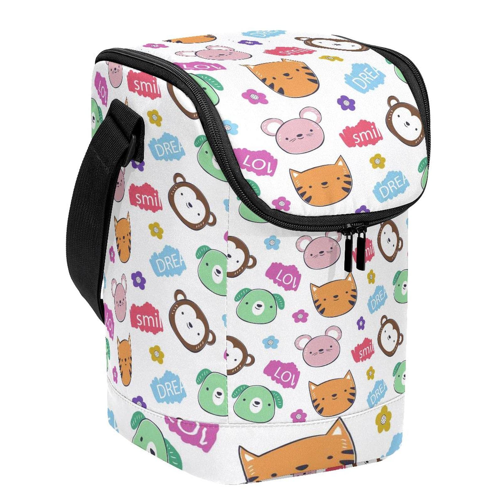 Bolsa de almuerzo con animales y cremallera para niños y oficina