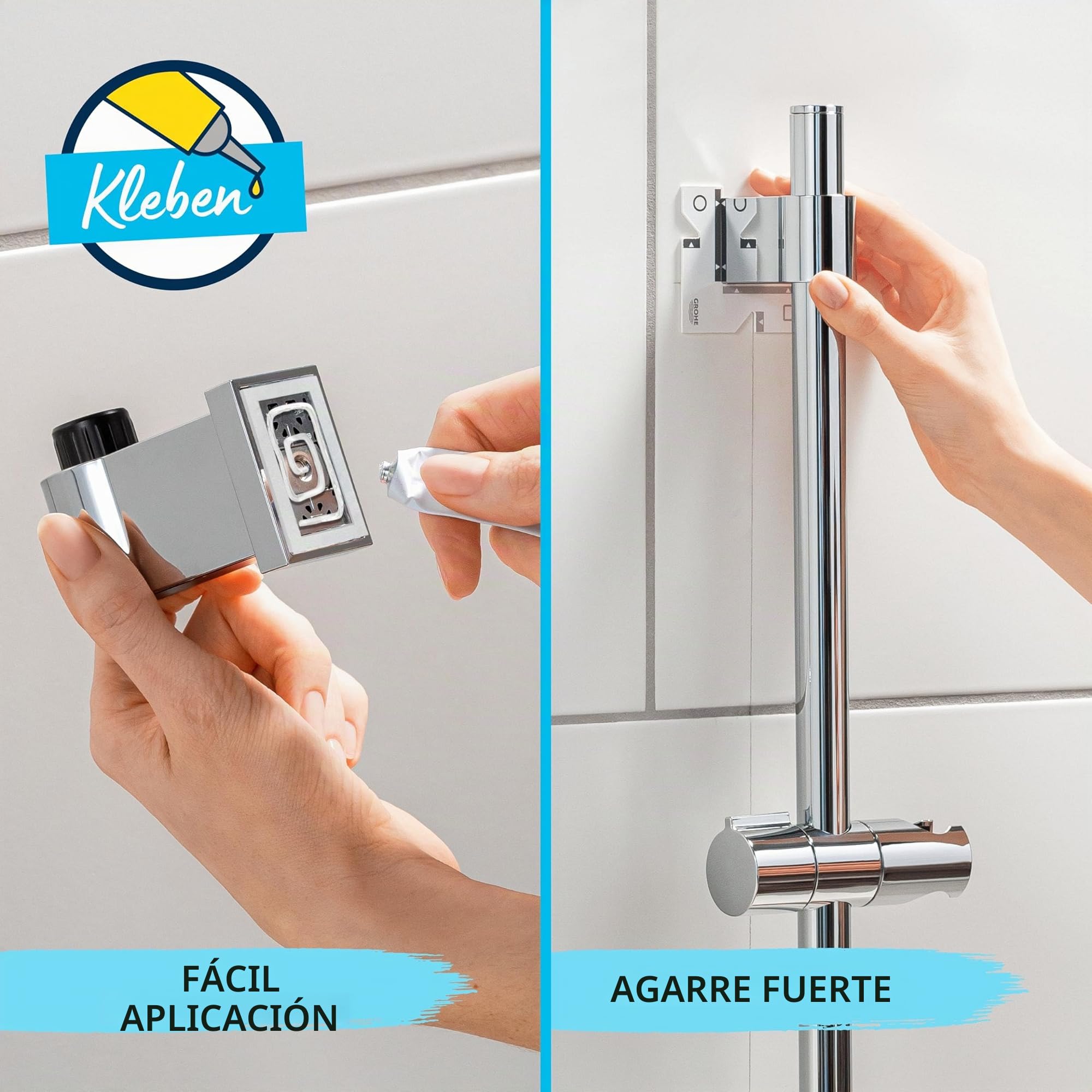 GROHE Vitalio Start 110 Conjunto de barra de ducha (ahorro de agua, 2 tipos de chorro, barra de ducha 600 mm, flexo de ducha 1750 mm), Cromo 2794810E