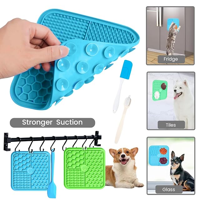 Foto 5 de 6 de Licky Mats para Perros - Tapetes para lamer Verde/Azul con espátula, Accesorios para Perros, Almohadilla…