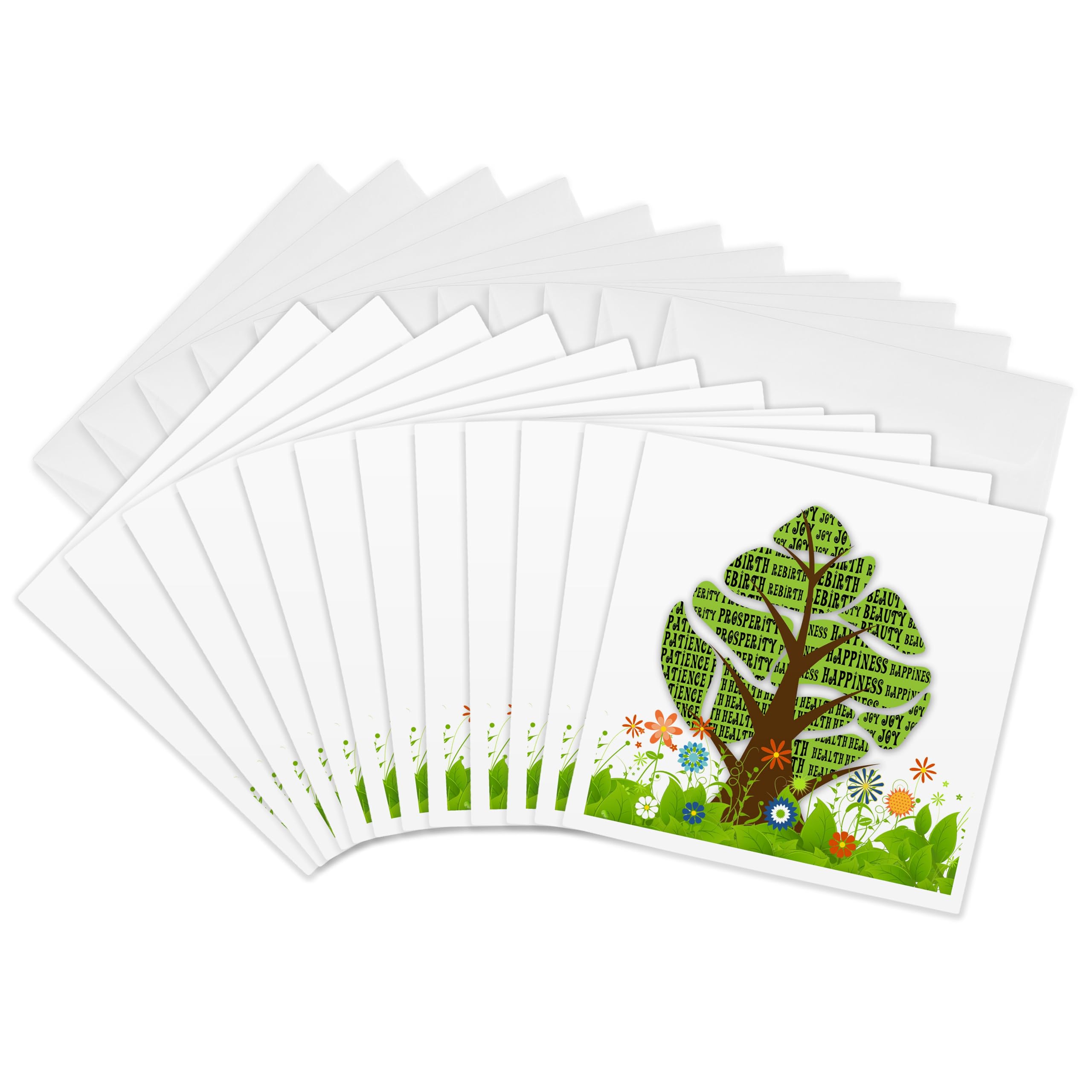 3dRose Greeting Cards - Persian New Year Tree of Seven Sacred Heralds of Life - 12 Pack - New Year Collection