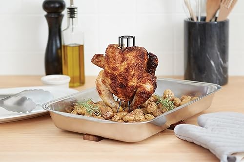 Miniatura 3 de Fox Run Asador vertical de pollo, antiadherente, negro, 5.5 x 5.5 x 7.5 pulgadas