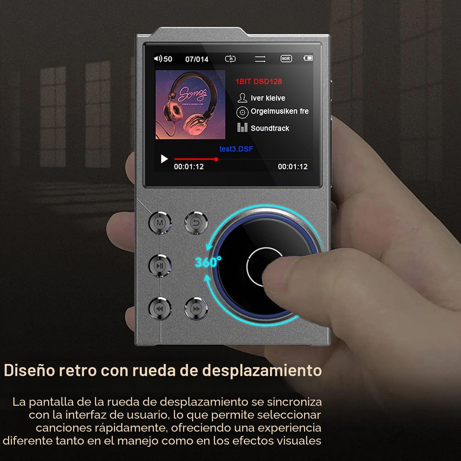 Reproductor de Mp3 de HiFi, Bluetooth 5.3 HD Música Digital DSD FLAC sin Pérdida de DSD con 2.4 en la Pantalla HD, Almacenamiento de Reproductor de Audio de Alta Resolución