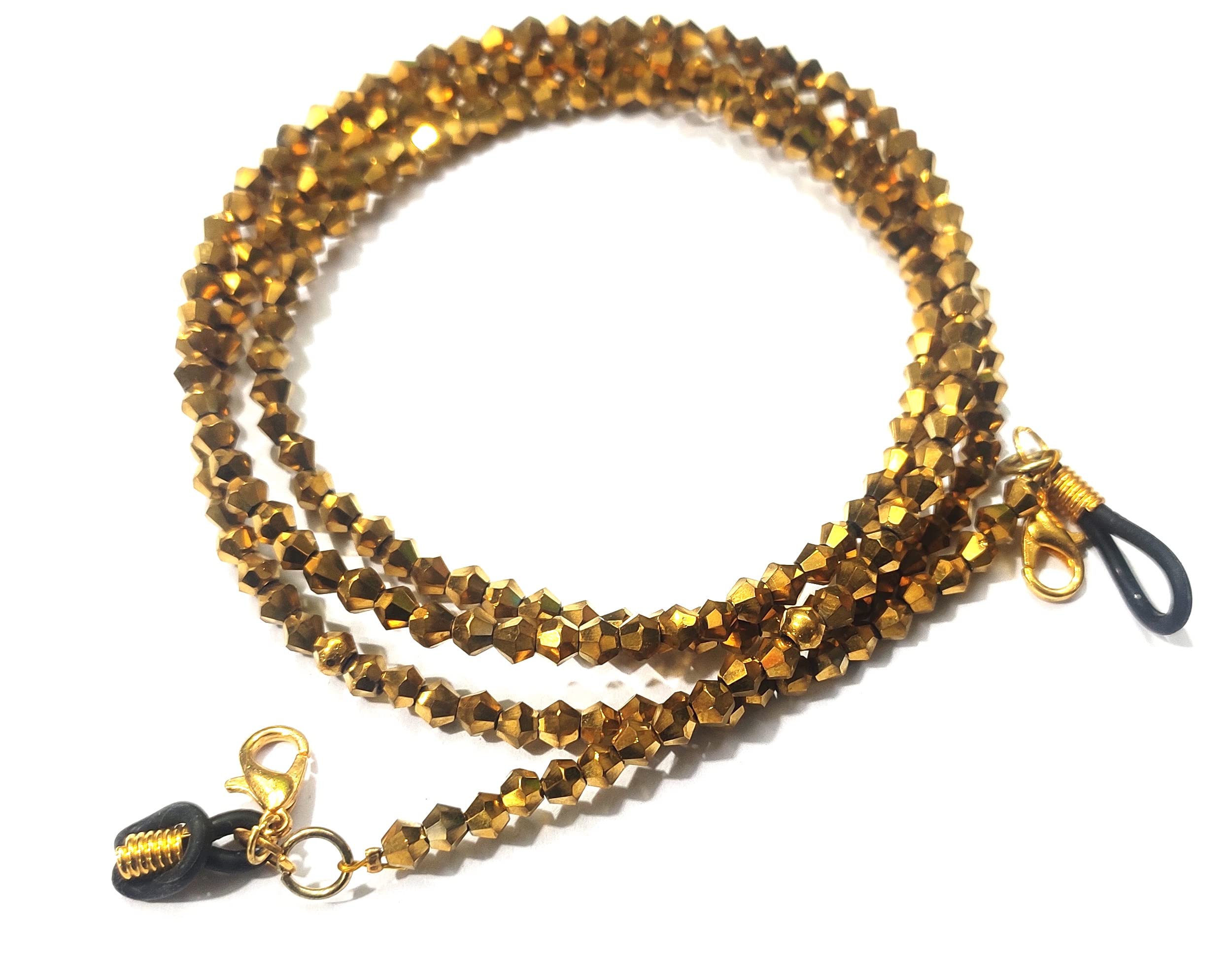 1 PC, Beaded Holder/Eye Glasses String Holder Around Necklace, Spectacle Chain Lanyard for Eyewear & Mask, 74 CM Size, Bicone Glass Bead 4mm Color-image-19